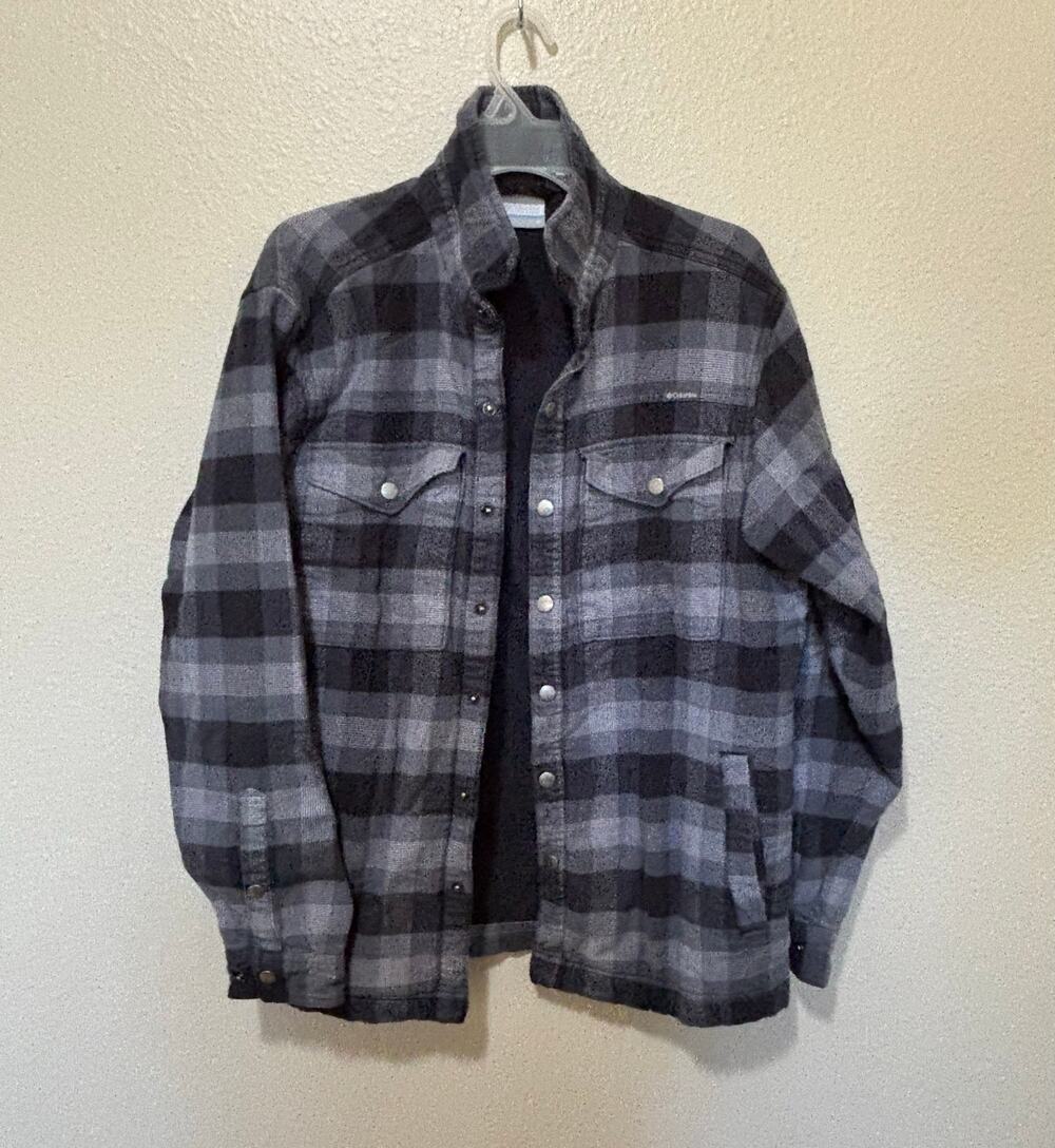 Men’s Columbia Snap Up Flannel Shirt Jacket Plaid Cotton Field Chore, size M